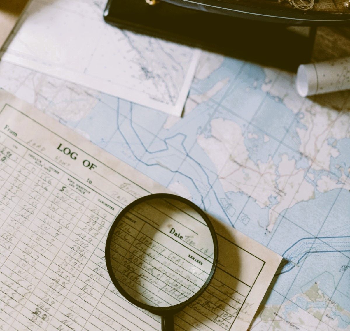 Messy boat maintenance records with paper and sticky notes