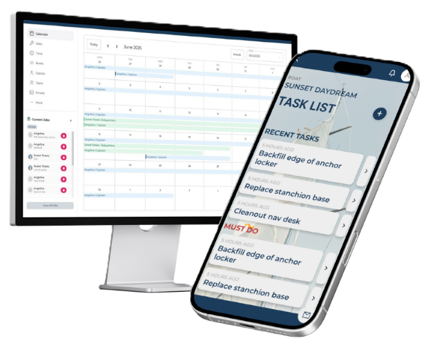 Yachtero Business app showing work order management